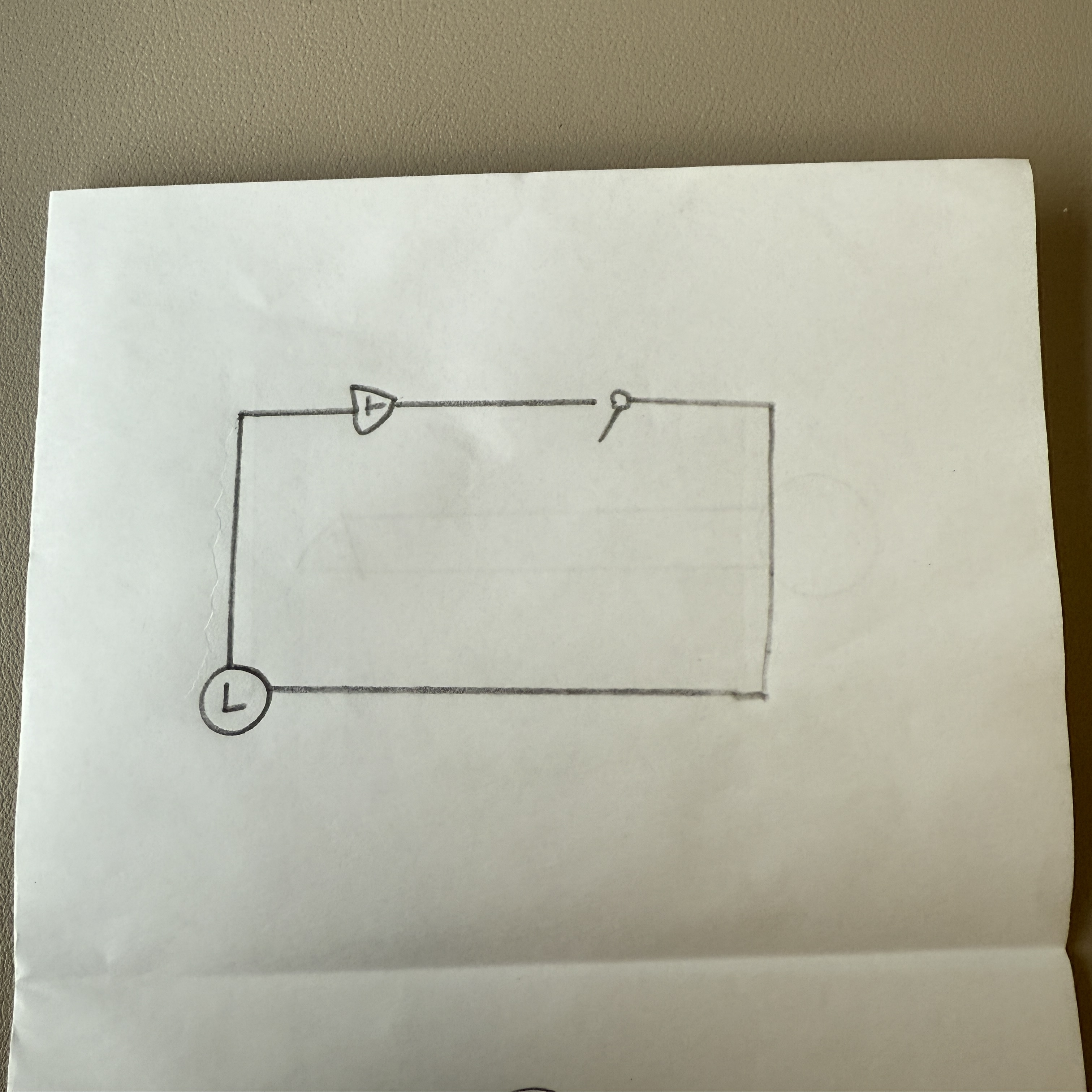I sketched a basic rectangular circuit diagram with a battery, an LED, and a clear connection path.