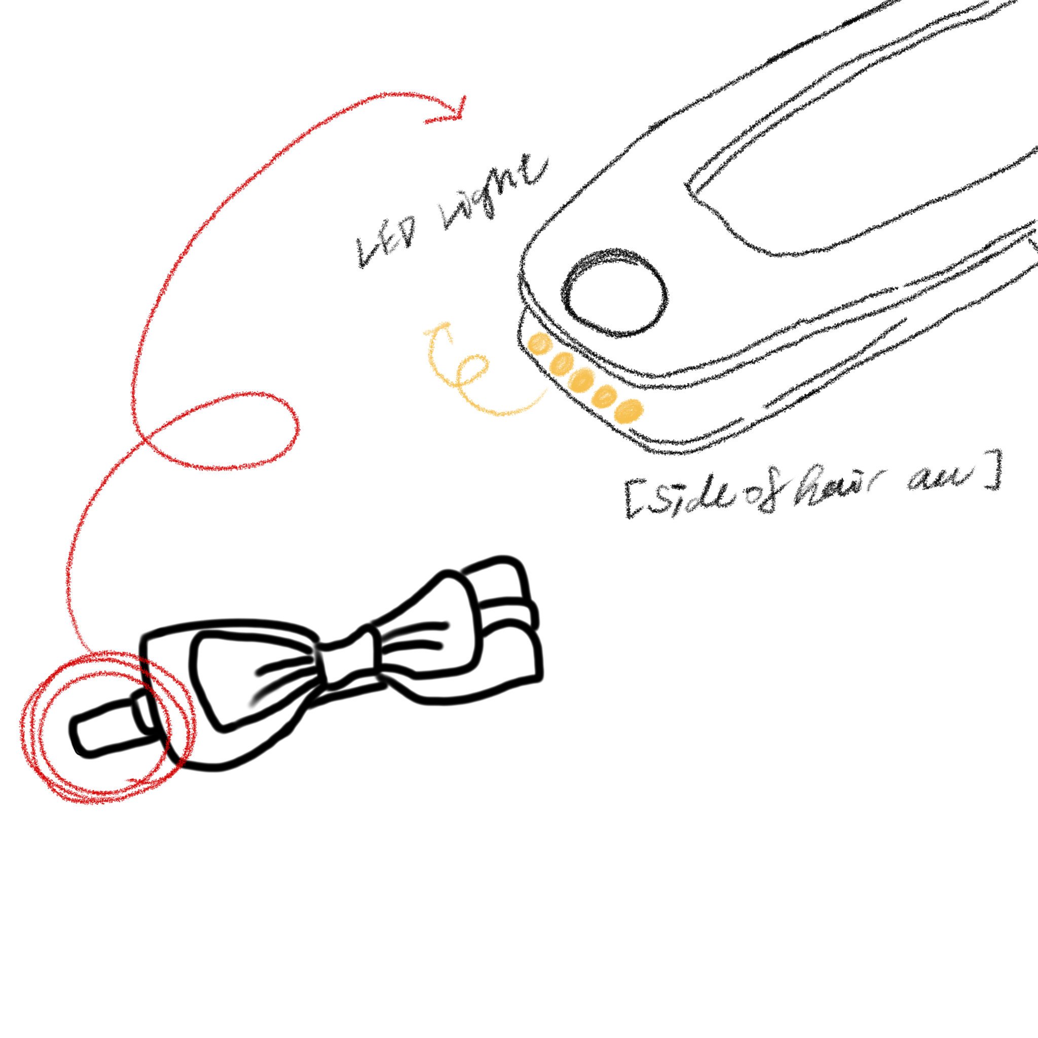 This image shows how I integrated the LED light into the clip. I placed the charging port and connection points discreetly so they don’t interfere with the overall look.