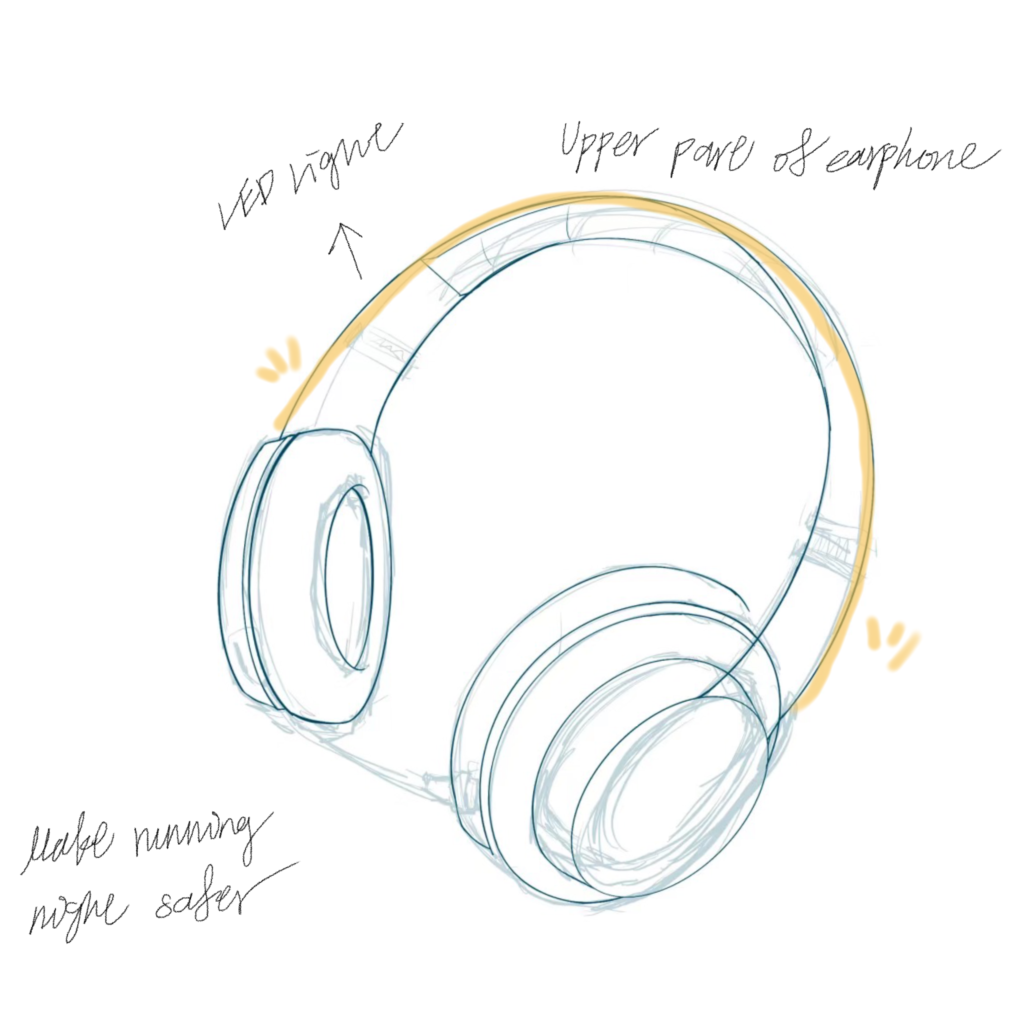 This image highlights how the LED light strip runs along the top of the headset, improving visibility and safety, especially for night runs.