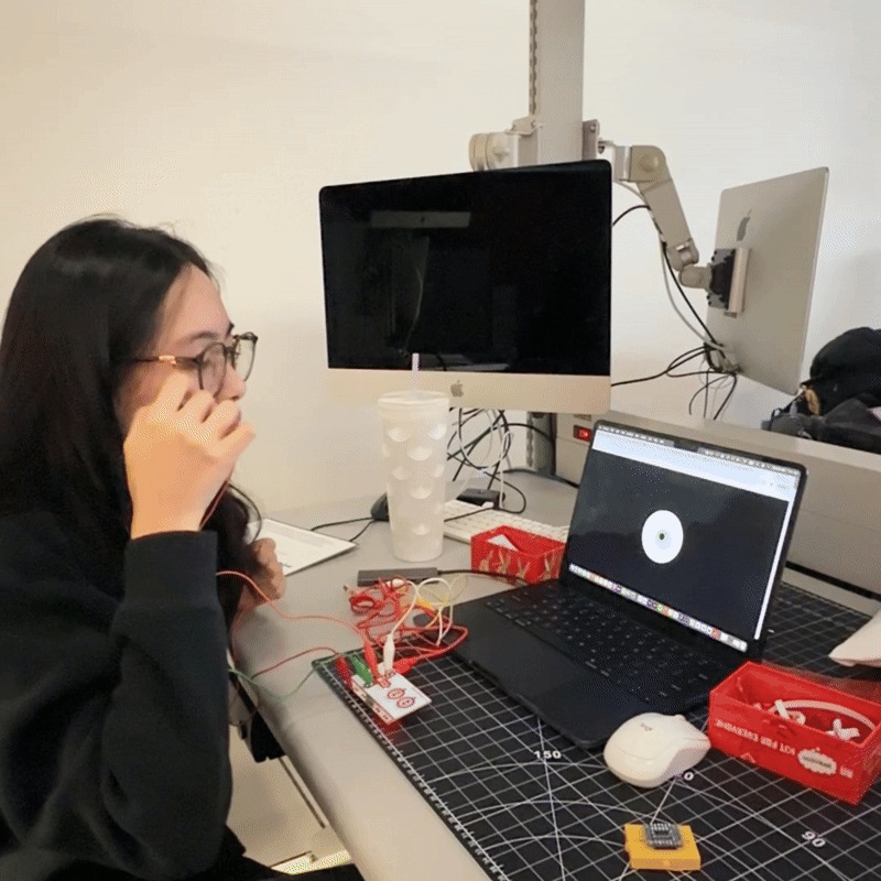 This setup shows a successful circuit connection using Makey Makey and a breadboard to simulate digital input through physical touch.